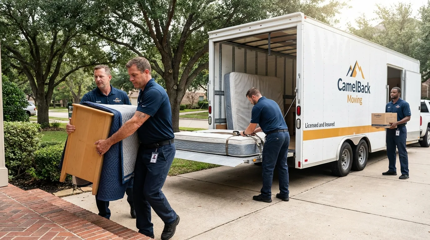 Crew loading residential truck for cross-state move from Sequim, WA