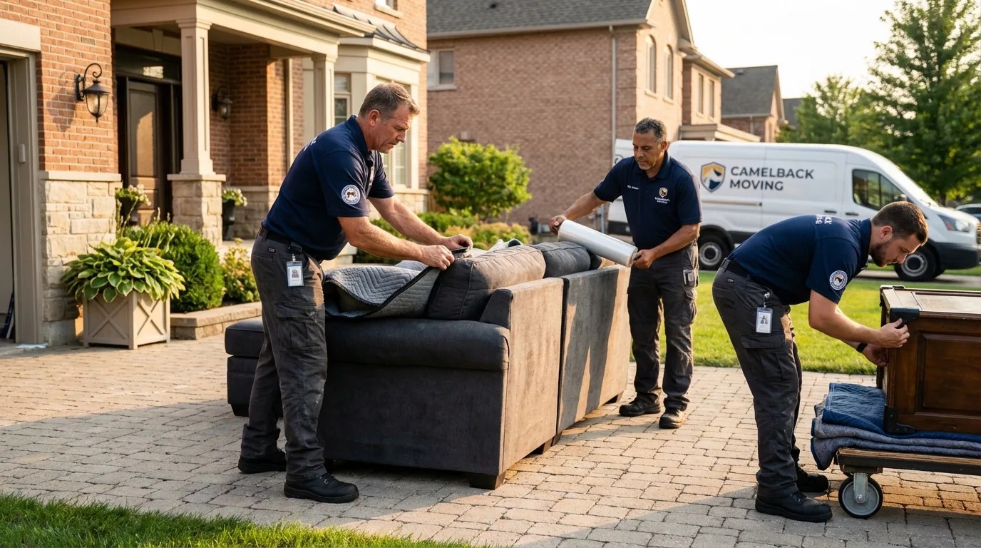 Large estate moving crew wrapping furniture in Sequim, WA