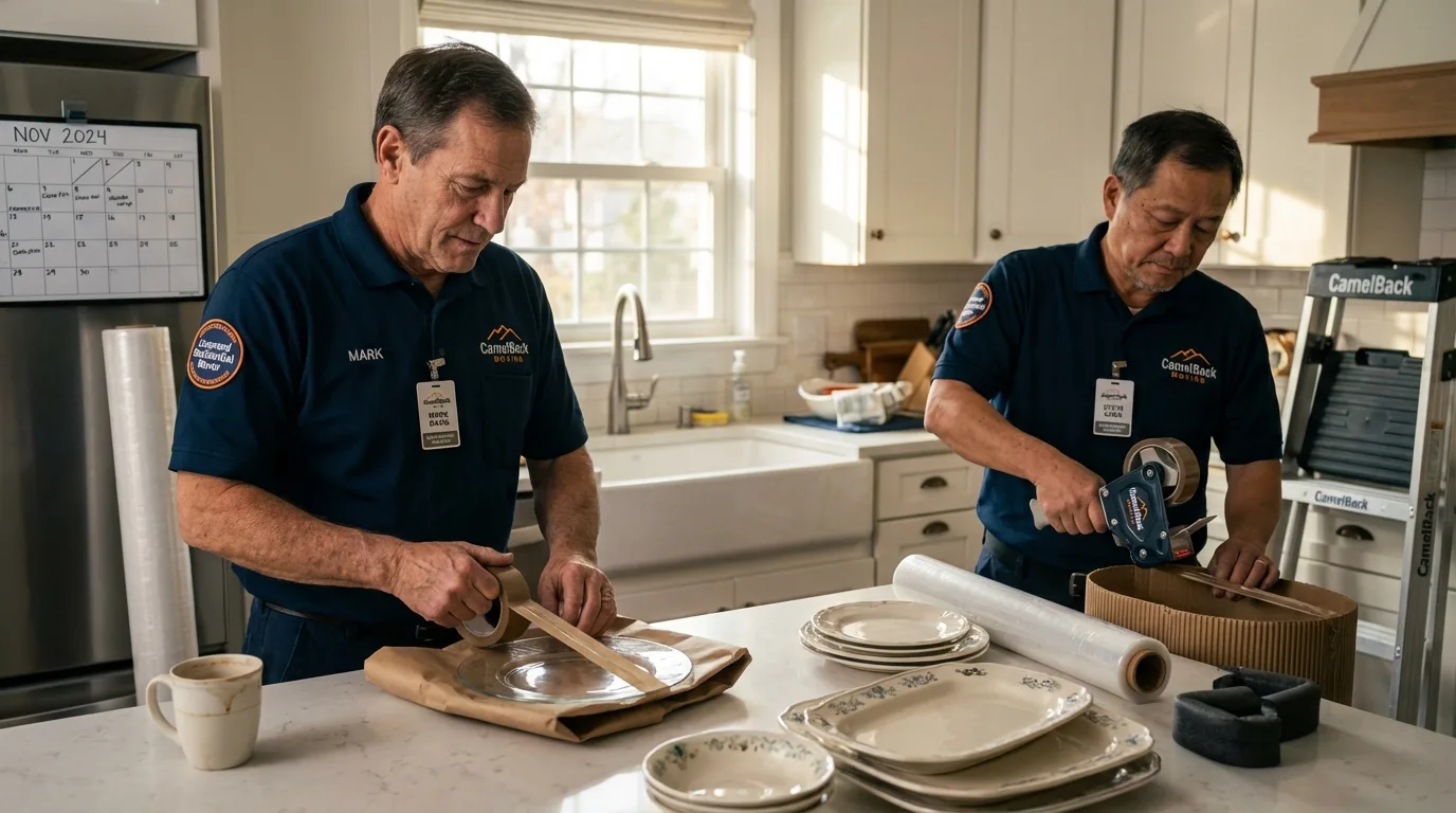 Professional crew packing kitchen dishware in Sequim, WA